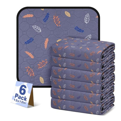 6'Pcs Washable Pee Pads, Reusable Puppy Pet Training Pads, Waterproof Dog Crate, Whelping Pad, Non-Slip Protects Against Urine Leakage Deep Grey 12*12(in) - color: Deepgrey, size: 12*12 in