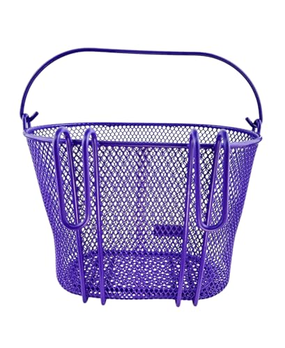 Basket with Hooks, Front, Removable, Wire mesh Small, Kids Bicycle Basket - color: Purple
