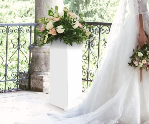 White Platform Display Box 12" x 12" x 40" No Lid Art Sculpture Pedestal Collectible Cube Cover Trophy Expo Event Wedding Reception 5 Sided by Marketing Holders - size: 12"w x 12"d x 40"h