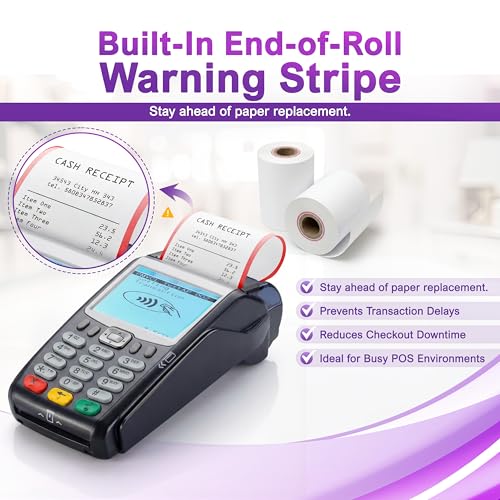 Verifone & Ingenico Thermal Paper Rolls 2 1/4" x 55' (10 Pack) BPA Free Receipt Paper for VX520 VX680 T650 V400m ICT220 ICT250 Desk 3500 Move 5000 Credit Card Machine - size: 10 rolls