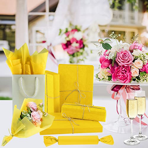 NEBURORA 60 Sheets Yellow Tissue Paper Set Gift Wrap Paper(Yellow) - color: Yellow