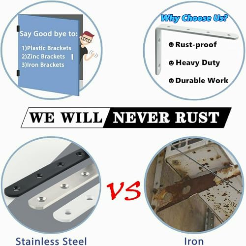Alise 4Pcs Floating Shelf Brackets, White Heavy Duty L Bracket for Shelves - color: White, size: (4P) 3.2x3.2x0.8 inch
