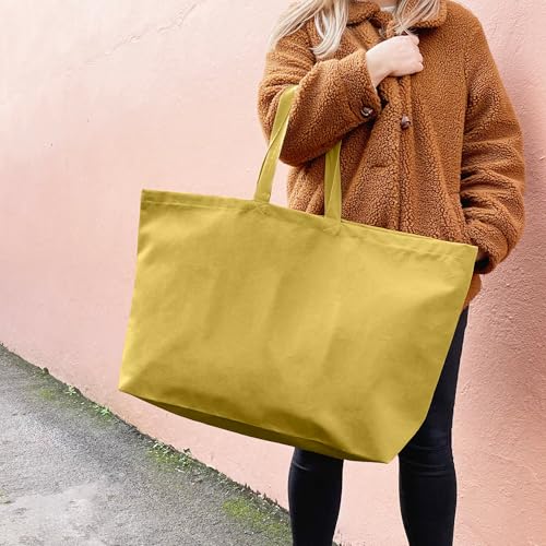 Large Canvas Tote Bag Reusable Extra Big Grocery Bags - color: Light Yellow