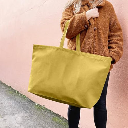 Large Canvas Tote Bag Reusable Extra Big Grocery Bags - color: Light Yellow