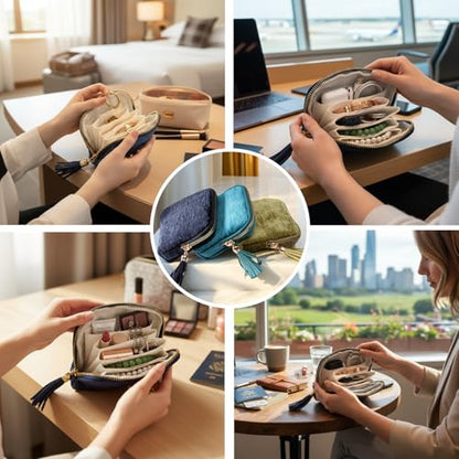 Travel Jewelry Case Organizer for Women - color: Dark blue