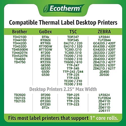 1" x 3" Thermal Labels | 4 Rolls | 2720 Labels | fits Zebra, Godex, Arkscan, iDPRT, Offnova Thermal Label Printers and More | Blank White Adhesive Stickers by Ecotherm - size: 1 x 3 - 2720 Labels