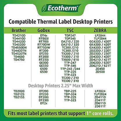 1" x 3" Thermal Labels | 4 Rolls | 2720 Labels | fits Zebra, Godex, Arkscan, iDPRT, Offnova Thermal Label Printers and More | Blank White Adhesive Stickers by Ecotherm - size: 1 x 3 - 2720 Labels