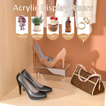Sezanrpt Acrylic Shelf Riser 12x5.9x6 pack of 2, Large Acrylic Risers for Desserts, Cupcake, Toys, Collectibles, Merchandises, 12x5.9x6 Inch - color: Clear, size: 12x5.9x6 Inch