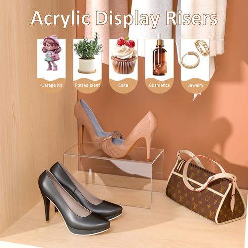 Sezanrpt Acrylic Shelf Riser 12x5.9x6 pack of 2, Large Acrylic Risers for Desserts, Cupcake, Toys, Collectibles, Merchandises, 12x5.9x6 Inch - color: Clear, size: 12x5.9x6 Inch