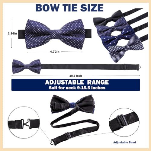 AUSKY 8 PACKS Elegant Adjustable Pre-tied Bow Ties for Men Boys (1&4&5&6&8 Pack for option) - color: Mixed Color