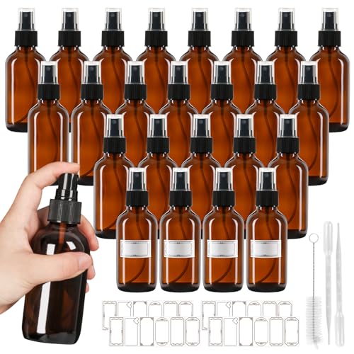 Jaisie.W 4 oz Amber Glass Spray Bottles 24 Pack, Leakproof Small Refillable - color: 24 Pack, size: 4 fl.oz
