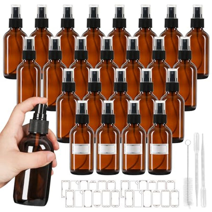 Jaisie.W 4 oz Amber Glass Spray Bottles 24 Pack, Leakproof Small Refillable - color: 24 Pack, size: 4 fl.oz
