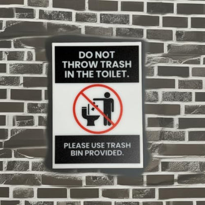 Do Not Throw Trash In Toilet Sign, 5x7 inch Acrylic Signs, Choose from 30 Warning and Policies, Each Sign Comes With Double Sided Tape for Easy Displaying. (Design 21) - color: Design 21
