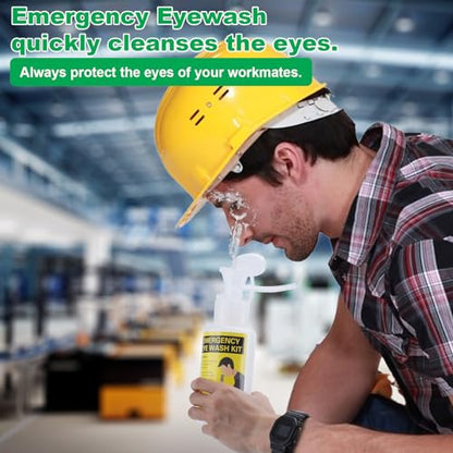 Portable Eyewash Station Kit OSHA-Approved - Yeipower Emergency First Aid Eye Wash Flush Bottles Wall Mounted 16oz No Solution 2 Pcs - color: 2 Pcs