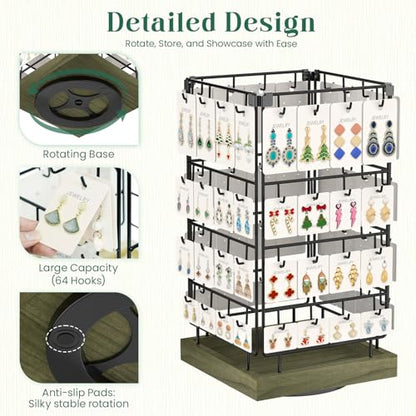 EsLuker.ly Rotating Earring Display Holder Stand for Vendors Selling, Rustic Gray - color: Rustic Gray+Black