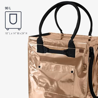 CleverMade Rolling Tote Bag With Wheels, 90L, 75 lb, Rose Gold - color: Rose Gold, size: 90l