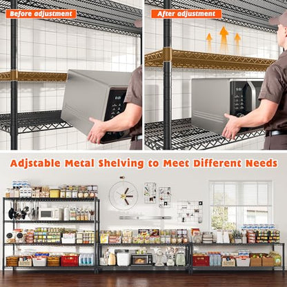REIBII 4-Tier Heavy Duty Metal Shelving Unit，Storage Shelves with Wheels - size: 60''W X 24'' D X 65.3'' H