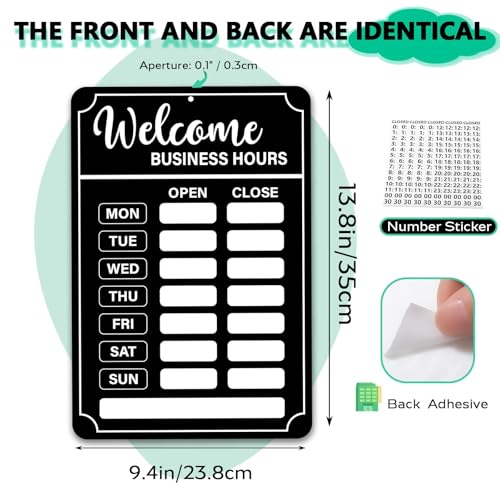 Lesnala 2 Sets Business Hours Open Closed Flip Sign with Stickers, PVC