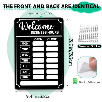 Lesnala 2 Sets Business Hours Open Closed Flip Sign with Stickers, PVC