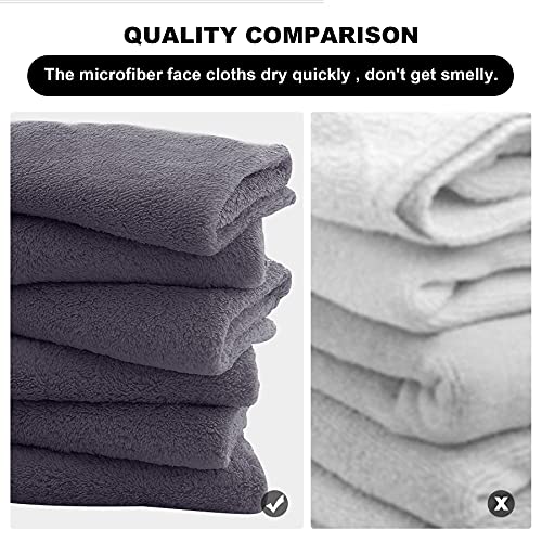 MOONQUEEN Microfiber Facial Cloths Fast Drying Washcloth 12 Pack - Premium Soft Makeup Remover Cloths - Grey - color: Grey, size: 12x12 Inch (Pack of 12)