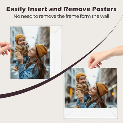 4 x 6 Acrylic Picture Frame, Horizontal/Vertical Clear Photo Frame for Wall with Tape, No Drilling Floating Hanging Frameless Picture Frame, Wall Mount Sign Holder for Home, School, Office - size: 1 Pack 4 x 6 Inches
