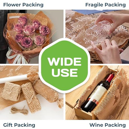 HexcelPack HexcelWrap Mini Honeycomb Packing Paper - Natural, 12" x 300' - color: Natural HoneyComb, size: 12" x 300 Feet - Roll with Dispenser Box