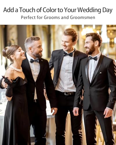 AWAYTR Bow Ties for Men - Pre-Tied Adjustable Tuxedo Style for Wedding - color: Dark Gray