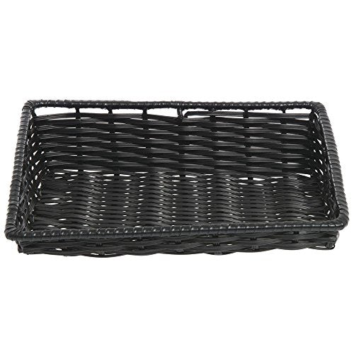 HUBERT Wicker Look Tapered Storage Basket, Rectangular Black- 15 1/2"L x 12"D x 1 1/2" to 4"H - color: Black, size: 15.5"Lx12"Dx1.5-4"H