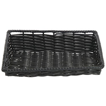 HUBERT Wicker Look Tapered Storage Basket, Rectangular Black- 15 1/2"L x 12"D x 1 1/2" to 4"H - color: Black, size: 15.5"Lx12"Dx1.5-4"H