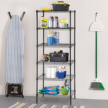 BestOffice | 6-Tier Wire Shelf | 13" x 23" x 59 | Black - color: Black, size: 13"D x 23"W x 59"H