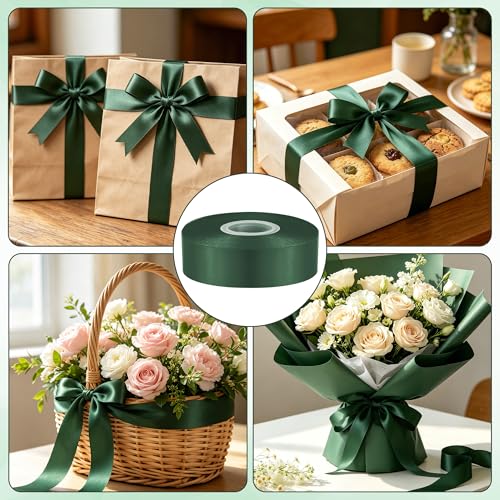 30 Yards 1 in Dark Green Satin Ribbon for Gift Wrapping St. Patrick's Day - color: Dark Green, size: 1 inch
