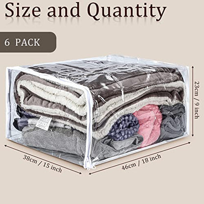 Shappy 6 Packs Clear Plastic Storage Bags with Zipper, 18 x 15 x 9 Inch - size: 18 x 15 x 9 Inch