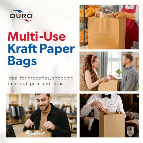 DURO 87124 Missy 60# Brown Bags with Handles, 10 x 5 x 13 In, 75 Ct - size: 1 Count (Pack of 75)