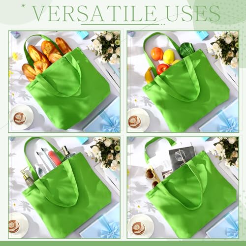 Epakh 8 Pack Canvas Tote Bag Bulk with Zipper, 16.5 x 13 Inch, Green - color: Green, size: 16.5 x 13 Inch