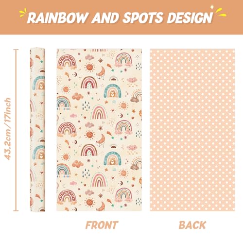 WERNNSAI Rainbow Wrapping Paper 17 In x 33 Ft Boho Baby Shower Wrap Paper - color: Boho Rainbow