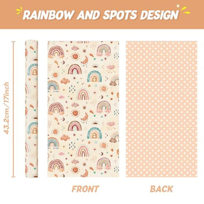WERNNSAI Rainbow Wrapping Paper 17 In x 33 Ft Boho Baby Shower Wrap Paper - color: Boho Rainbow