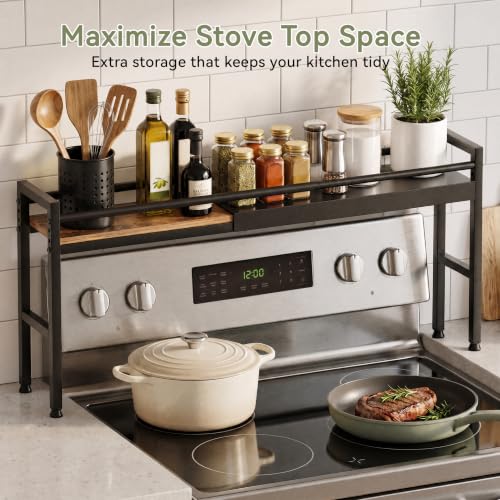 Over the Stove Shelf, Snap‑Lock Adjustable Length Stove Top Spice Rack - color: Snap-lock adjustment