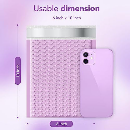 Metronic Bubble Mailers 6x10 Inch 100 Pack Lavender Padded Envelopes - color: Lavender Purple, size: 6x10" 100 pc