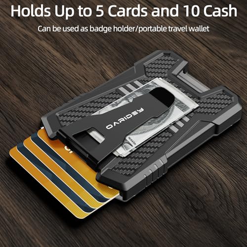 Oaridey Carbon Fiber Badge Holder with Breakaway Lanyard, Holds 5 Cards