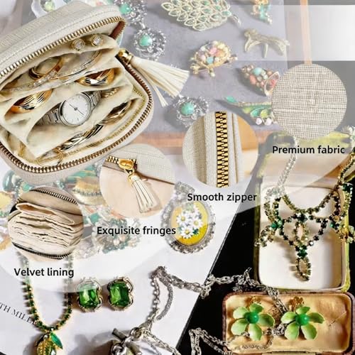 Small Travel Jewelry Pocket Case with Zipper for Women - color: White