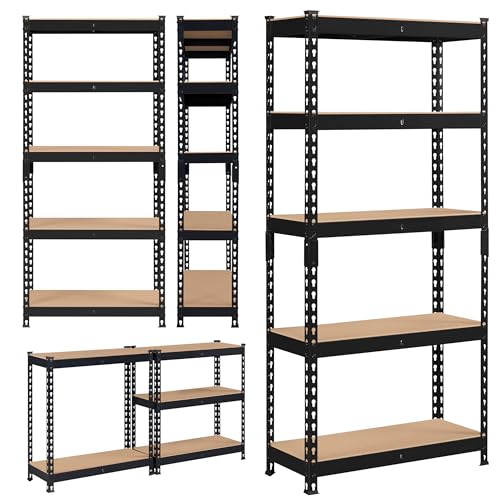 Topeakmart 5 Tier Metal Storage Shelving Unit, 27.5x12x60 Inch, Black - color: Black, size: 27.5 x 12 x 60 Inch