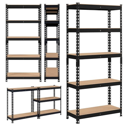 Topeakmart 5 Tier Metal Storage Shelving Unit, 27.5x12x60 Inch, Black - color: Black, size: 27.5 x 12 x 60 Inch