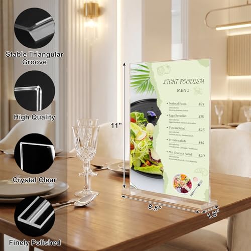xydstay 8.5 x 11 Acrylic Sign Holder 6 pack, Clear Table Display Stand