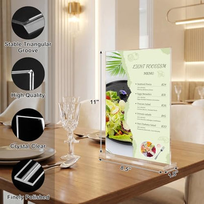 xydstay 8.5 x 11 Acrylic Sign Holder 6 pack, Clear Table Display Stand