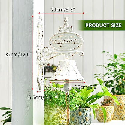 Sungmor Rustic White Cast Iron Dinner Bell Wall Hanging Welcome Doorbell - color: Shape E - White