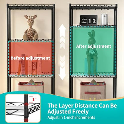 BestOffice | 4-Tier Wire Shelf | 12" x 18" x 44 | Black - color: Black, size: 12"D x 18"W x 44"H
