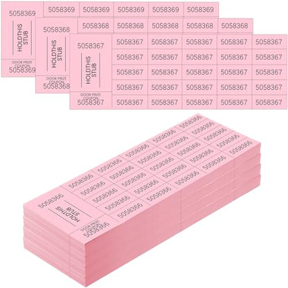 Kosiz 25 Bid 504 Raffle Ticket Sheets Chinese Auction Tickets, Pink - color: Pink, size: 25 Bid