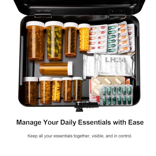 Jssmst X- Large Cash Box with Combination Lock - Durable Metal Cash Box with Money Tray, Black, 11.81 x 9.84 x 3.46 inches, CB0701XLN - color: Black, size: XLarge