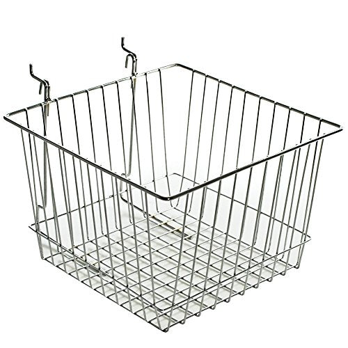 Azar Displays 300622-2pack Wire Basket, Chrome (Pack of 2) - size: 9.5" W x 8" H