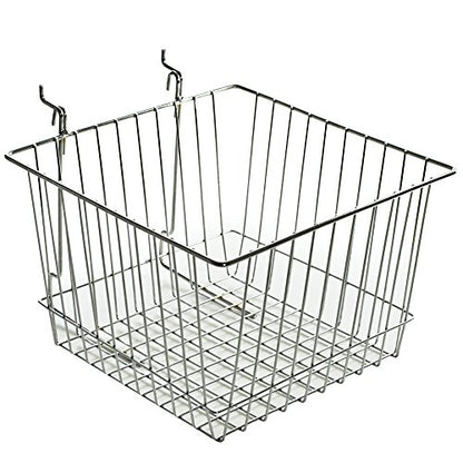 Azar Displays 300622-2pack Wire Basket, Chrome (Pack of 2) - size: 9.5" W x 8" H